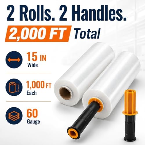 Plastic Wrap for Moving, 2 Pack 15 in x 1000 ft Shrink Wrap - Image 2