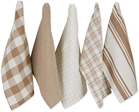 DII Basic Kitchen Large Cotton Dishtowel Set of 5 by DII