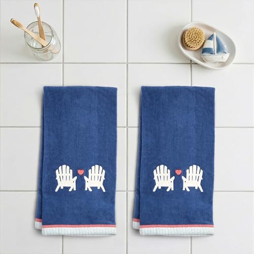 Ritz 2-Piece Cotton Velour Bathroom Hand Towel Set, Embroidered Adirondack - Image 3