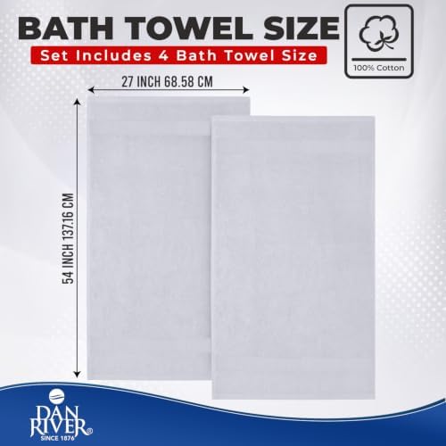 DAN RIVER 600 GSM Cotton Large Bath Towels Set of 4, 27 x 54 Inches - Image 2