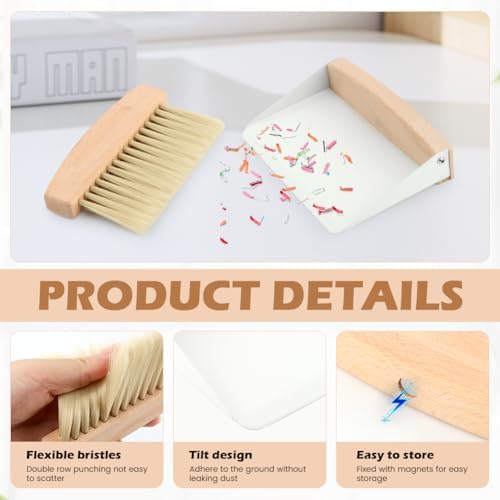 Mini Dustpan and Brush Set, Small Beechwood Dust Pan and Brush Set, Portable - Image 4