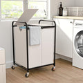 120L Laundry Sorter 2 Section, Rolling Laundry Basket by OLLDIDE