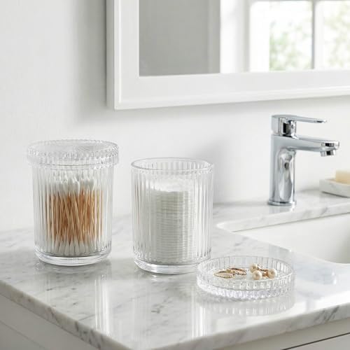 rejomiik 2 Pack Qtip Holder Glass Apothecary Jars - Image 4