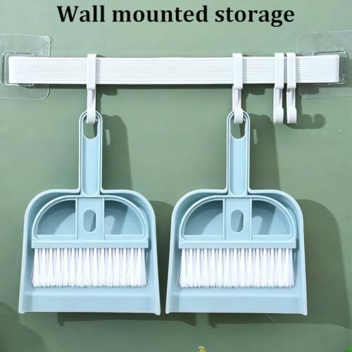 CREATCABIN Small Broom and Dustpan Set Blue Mini Dust Pan and Brush - Image 4