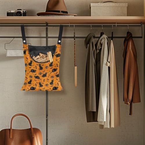 Black Cat Clothespin Bag Orange Clothespin Storage - Image 5