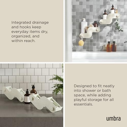 Umbra Nami Shower Caddy, Adhesive No Drill Bathroom, Ocean Sand - Image 4