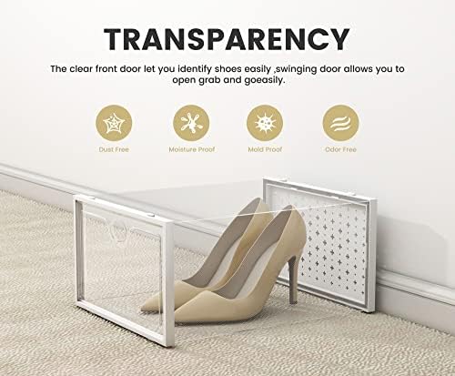 Pinkpum XXL 12 Pack Shoe Storage Box Clear Plastic Stackable Shoe Organizer - Image 6