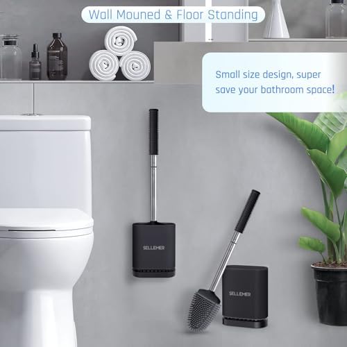 Sellemer Silicone Toilet Brush, Ventilation Slots Base Holder 3 Pack - Image 6