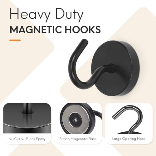 Neosmuk Magnetic Hooks Large Opening, 80lb+ Cruise Hooks, 6 Pack - Image 5