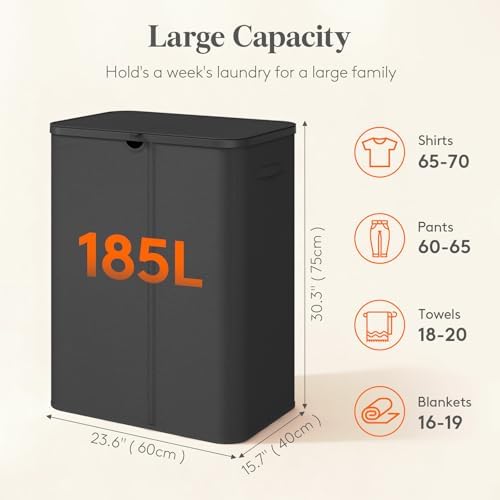 Lifewit 185L 3 Section Laundry Hamper - Image 2