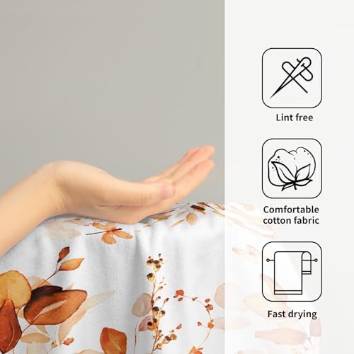Orange Fall Hand Towels Set of 2 Eucalyptus Decorative Fingertip Towels - Image 4