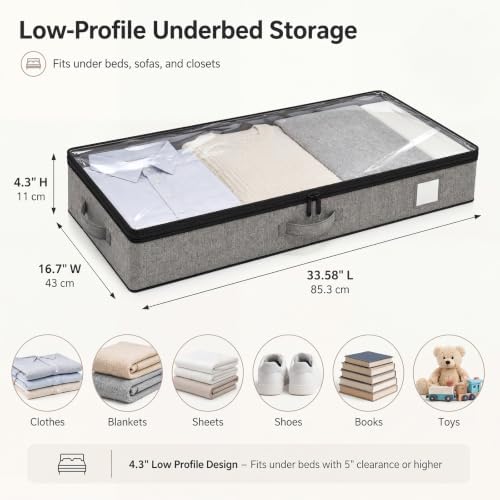 Under Bed Storage Containers 4 Pack Reinforced Underbed Organizer Box - Image 2