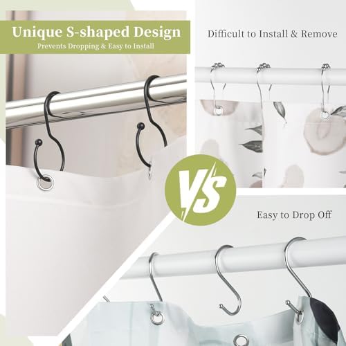 Goowin Shower Curtain Hooks, Anti-Fall S-Shaped Shower Curtain Ring, Decorative - Image 3