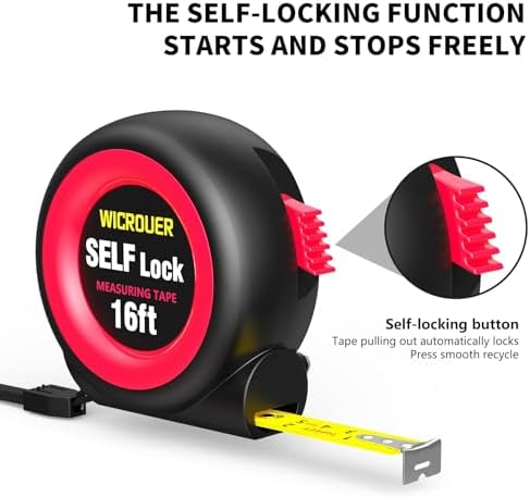 Tape Measure 16FT, Self-Locking, Imperial Metric Scale, High Precision - Image 2
