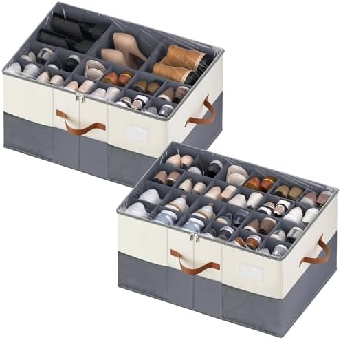 Shoe Organizer for Closet, Adjustable Storage Box Holds 48 Pairs by MSTONAL