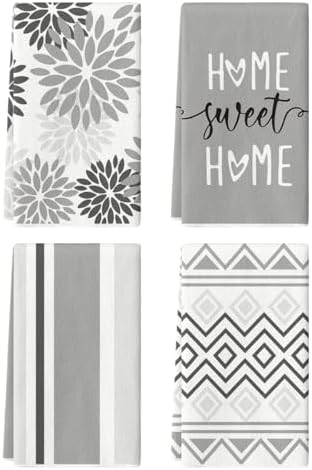 Artoid Mode Grey Home Sweet Home Stripes Boho Spring Kitchen Towels Dish Towels by ArtoidMode