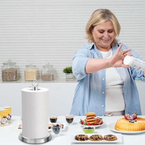 Paper Towel Holder Countertop, Stainless Steel, Weighted Non-Slip Base - Image 5
