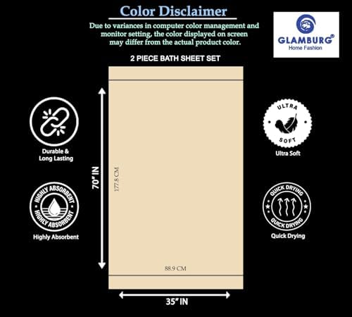 GLAMBURG 700 GSM Premium Cotton 2-Pack Oversized Extra Large Bath Sheet Set - Image 5