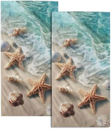 2 Pack Summer Coastal Ocean Hand Towels by Granbey
