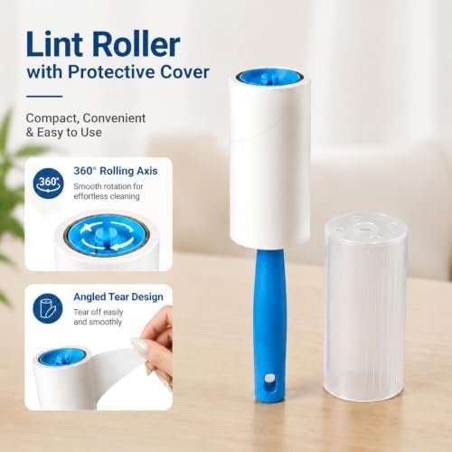 Pet Hair Remover Roller, Extra Sticky, 5 Rolls 450 Sheets, Dust Cover - Image 3