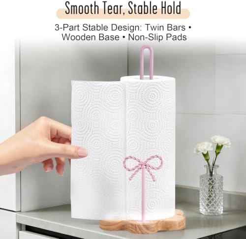 Wood Paper Towel Holder Countertop, Floral Wood Base - Image 6