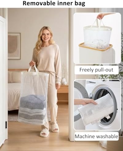 IEGrow Laundry Hamper with Lid, 110L Laundry Basket with Mesh Bags - Image 5