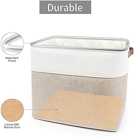 Bagnizer Large Fabric Storage Baskets | 50L Storage Bins, Decorative Linen - Image 4