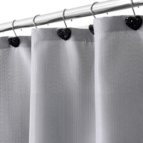 Black Bling Shower Curtain Hooks: Cute Heart Bathroom Curtain Rings - Image 4