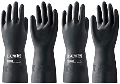 PACIFIC PPE 2 Pairs Chemical Resistant Gloves, Heavy Duty Industrial Rubber by PACIFICPPE