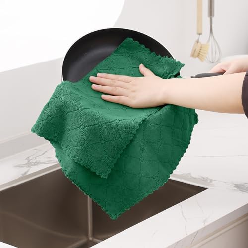 Homaxy 12 Pack Super Soft Absorbent Dish Cloths, Dark Green - Image 3