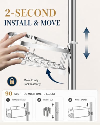 SEIRIONE Rustproof Shower Corner Caddy Organizer - Image 2