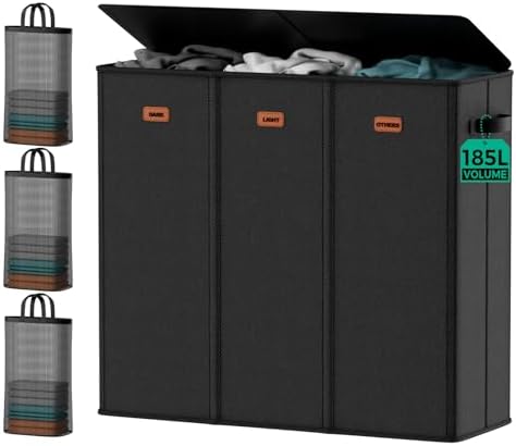 185L Laundry Hamper 3 Section by MECINFUL