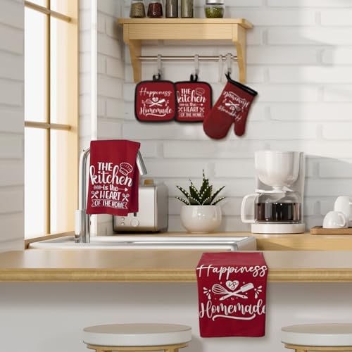 Sratte 6 Pcs Kitchen Decor Accessories Set, Wine Red - Image 3