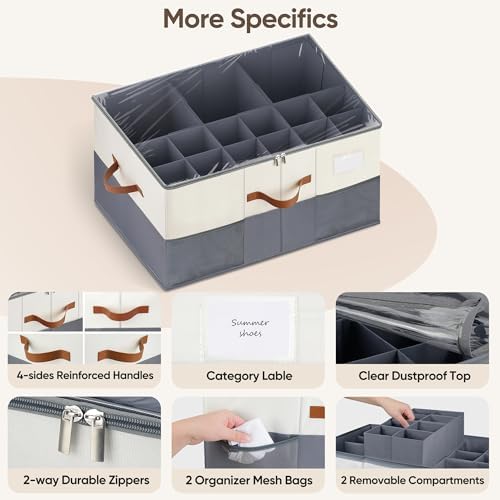 Shoe Organizer for Closet, Adjustable Storage Box Holds 24 Pairs - Image 4