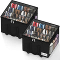 2 Pack Large Shoe Organizer for Closet, 32 Pairs Shoe Storage Box Black by Besslly
