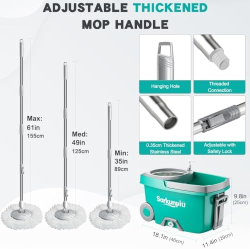 Spin Mop and Bucket Set with 6 Microfiber Heads - Image 2