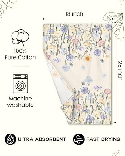 Miss Adola 150GSM Flour Sack Kitchen Towels Set of 2, Colorful Flower - Image 4