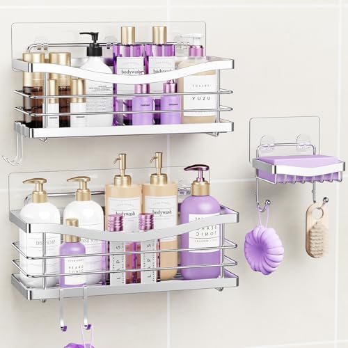 ODesign 3 Pack Adhesive Shower Caddy, Rustproof Shower Shelves Rack by ODesign