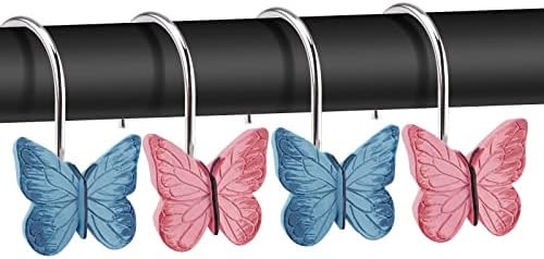AGPTEK 12PCS Butterfly Resin Hooks, Butterfly Shower Curtain Hooks by AGPTEK