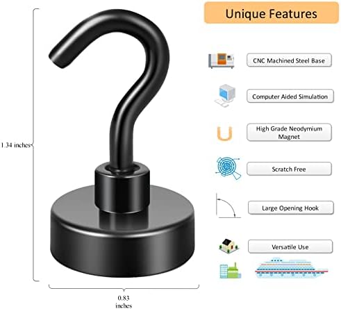 Neosmuk Magnetic Hooks for Cruise Cabins, 40lb Heavy Duty, 4 Pack - Image 2