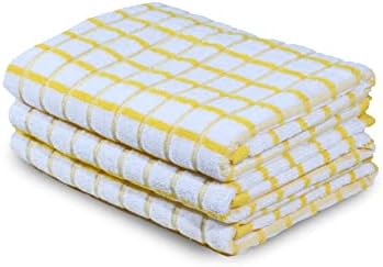 Urban Villa Kitchen Towels Cotton Dish Towels 20”x30” Yellow Wht by CottonTrends