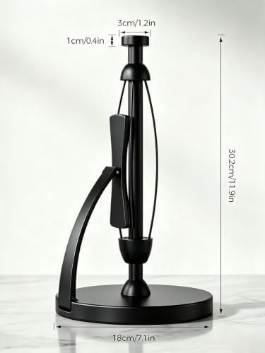 VEHHE Black Paper Towel Holder Countertop, One Hand Tear, EVA Weighted Base - Image 2
