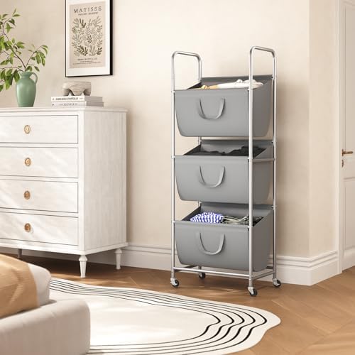 ELYKEN 3-Tier Vertical Rolling Laundry Hamper - Image 2