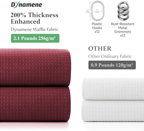 Dynamene Extra Long Waffle Shower Curtain 256 GSM Fabric 72"x84" Burgundy - Image 5