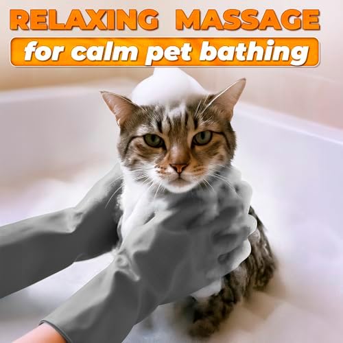 Cat and Dog Washing Gloves, 1 Pair, 11.6 in, Soft Silicone - Image 5