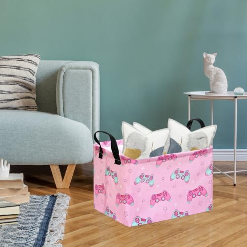 MAIZMZ Girls Storage Basket, Waterproof Lining, Leather Handles, Collapsible - Image 5