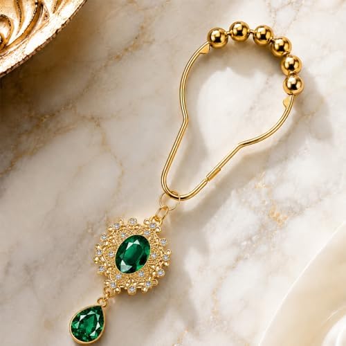 12PCS Green Gem Shower Curtain Hooks, Elegant Bathroom Decor - Image 6