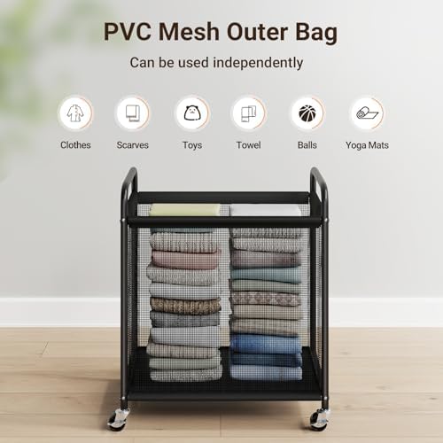ELYKEN Laundry Hamper 2 Section, 100L Rolling Laundry Sorter - Image 7
