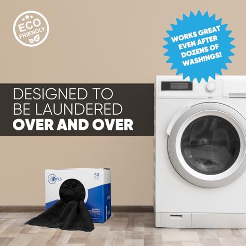 Black Microfiber Shop Towels | MWipes Reusable Shop Rags | 50 Rags in a Box | - Image 5