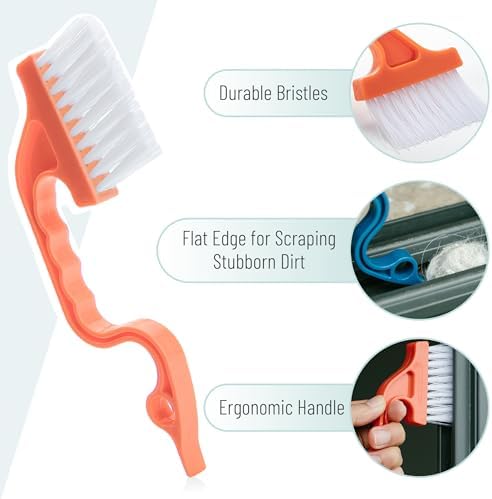 Slick- Window Track Cleaning Brush, 2 Pack, Built-in Scraper, Window Track - Image 3